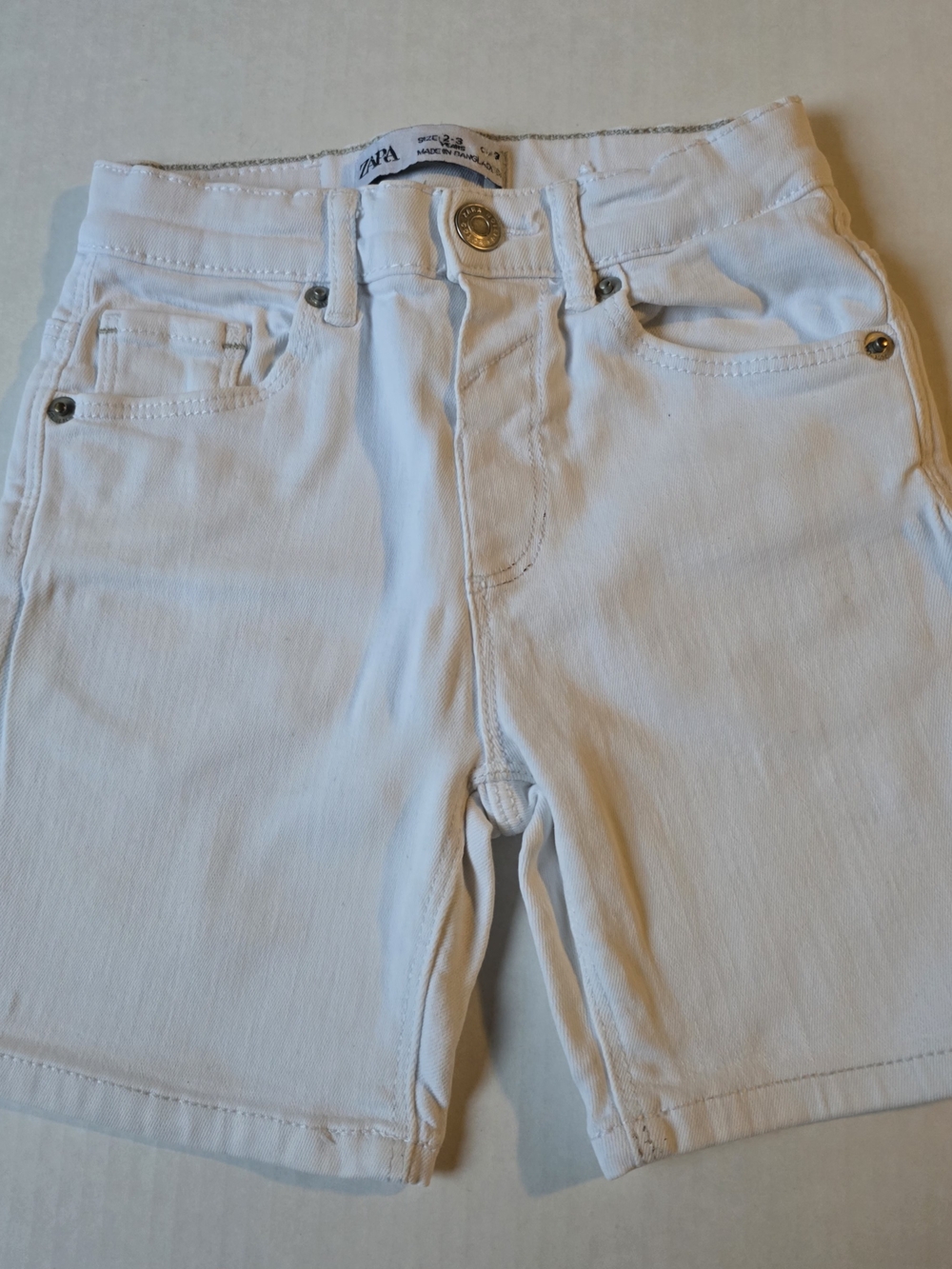 Zara White Kids Denim Shorts with Stretch Waist